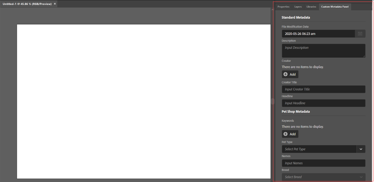 Custom Metadata Panel in Illustrator