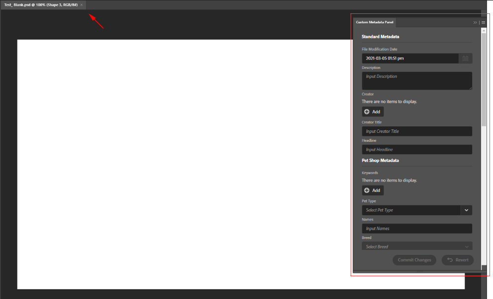 Custom Metadata Panel in Photoshop